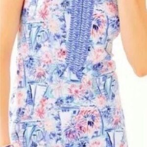 Floral Sailboat Print Sleeveless Dress — Pink & Light Blue Lily Pulitzer